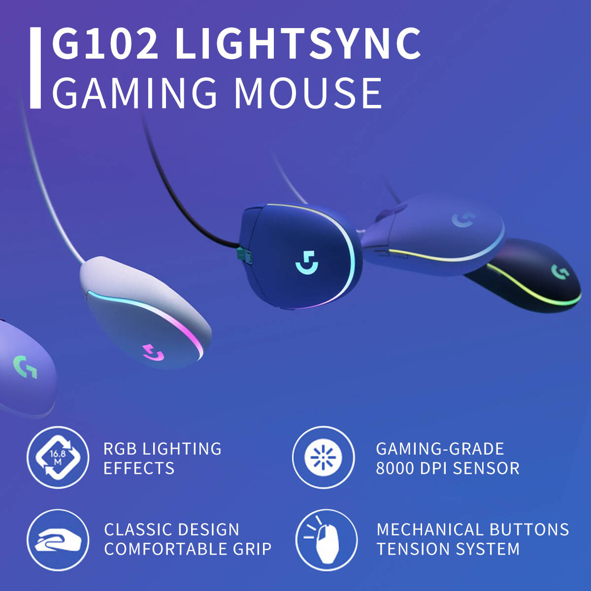 Logitech G102 Wired Gaming Mou - Logitech Mouse G203 评论和价格