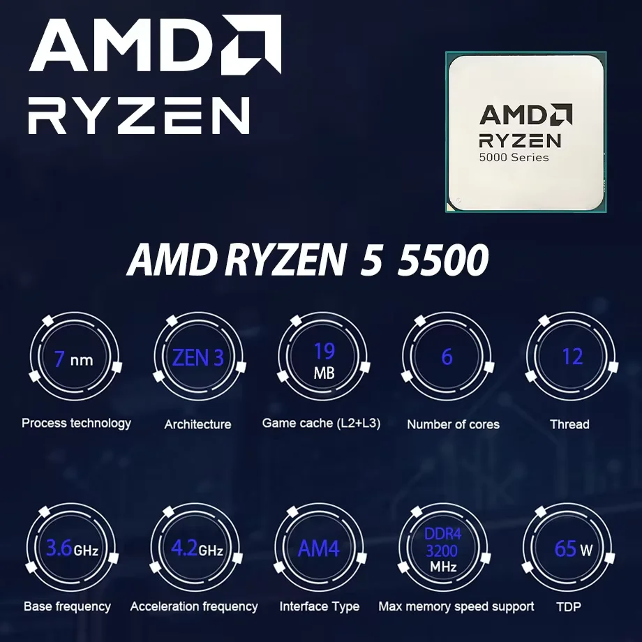 AMD Ryzen 5 5500 R5 5500 Deskt - Amd Cpu Ryzen 5 评论和价格