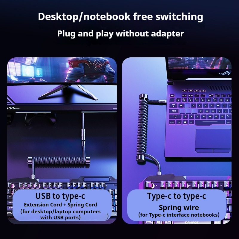 Eary 1.2m Coiled Keyboard Cabl - Tech Gaming Accessories 评论和价格